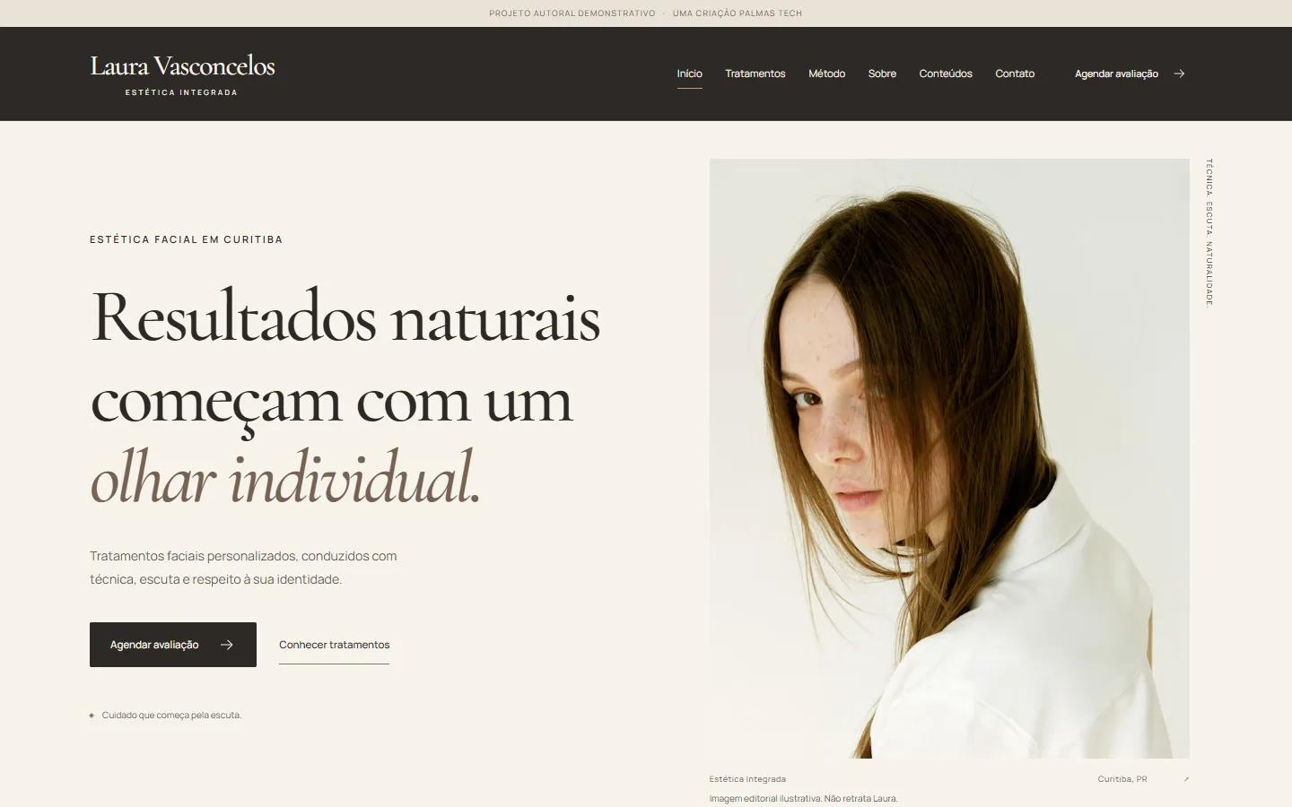 Página inicial de Laura Vasconcelos, na demonstração integrada