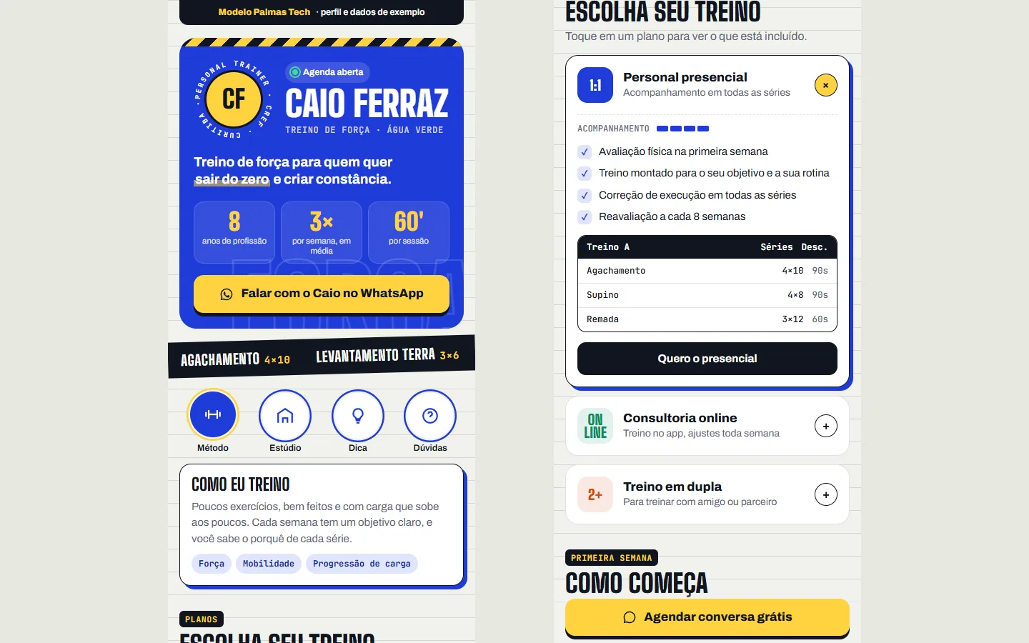 Página inicial de Caio Ferraz · Link da bio, na demonstração integrada