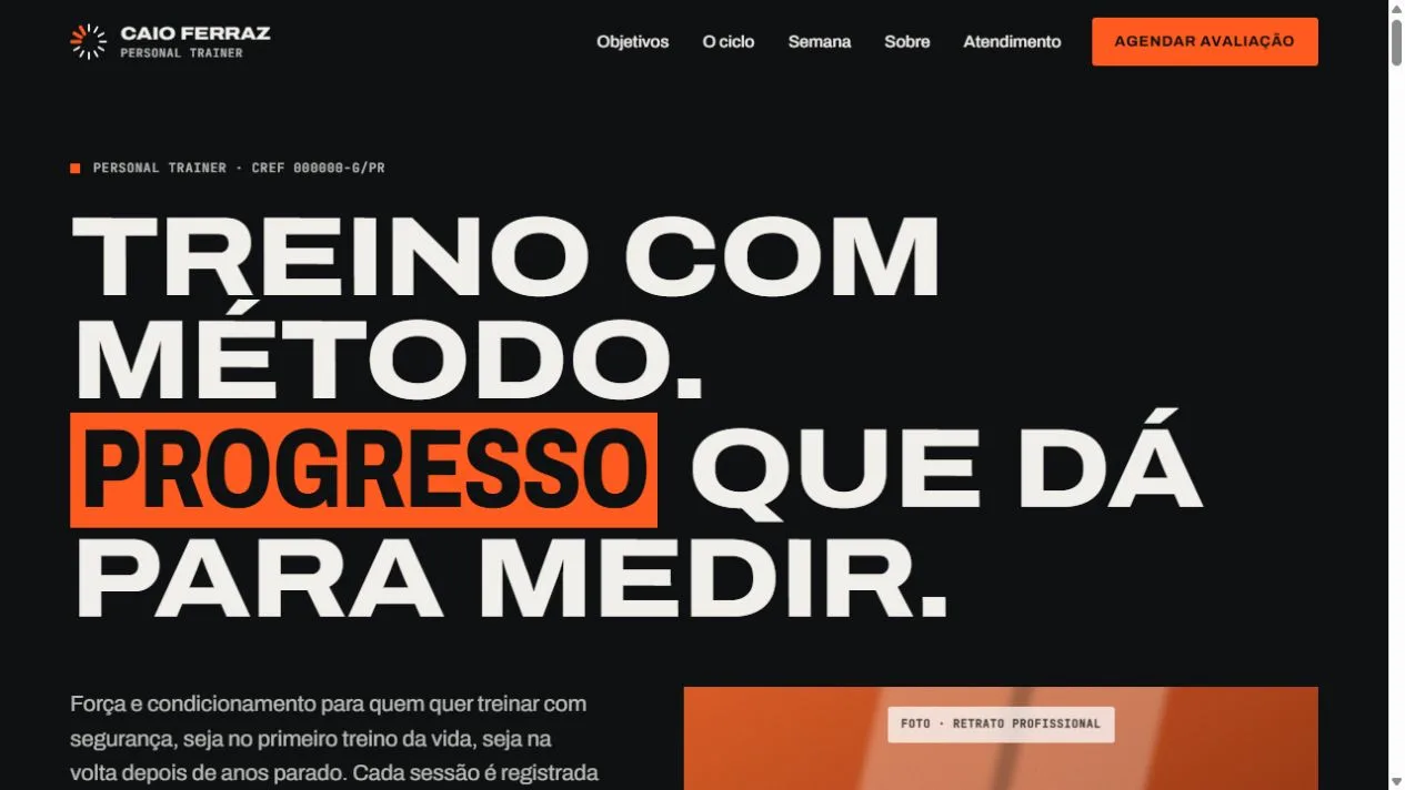 Página inicial de Caio Ferraz, na demonstração integrada